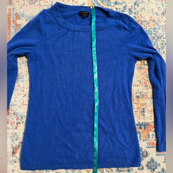 Talbots 100% cashmere royal blue long-sleeved crewneck sweater - Picture 4 of 6